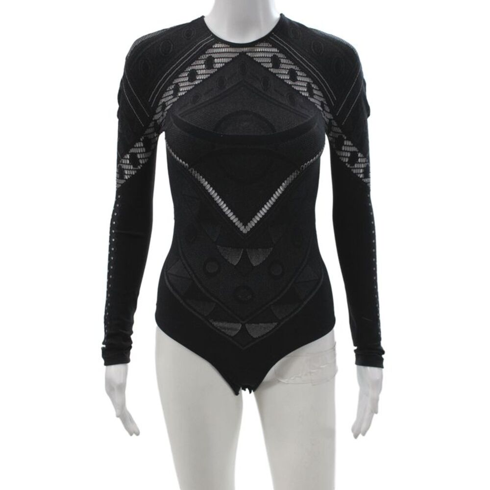 Emilio Pucci Womens Black Geometric Jumpsuit Long Sleeve Round Neck Size XS